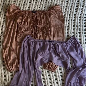 Elegant Off-Shoulder Blouses in Mauve and Lavender